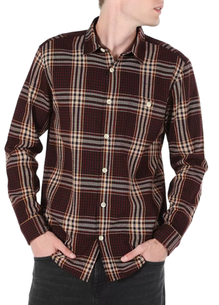 Рубашка с длинным рукавом мужская / Бордовый / 46