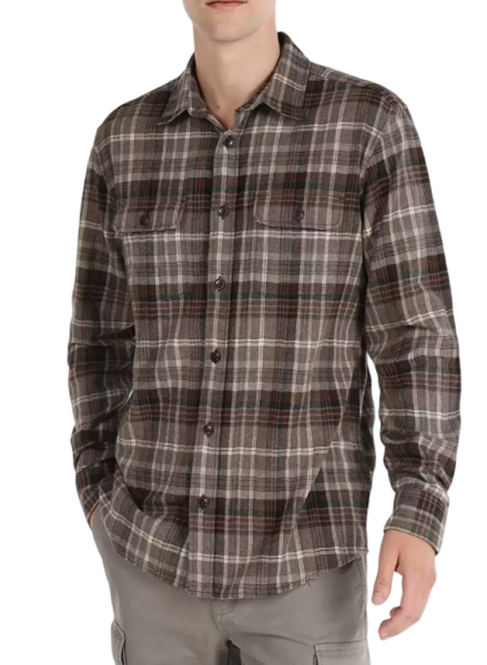 Рубашка с длинным рукавом мужская / Коричневый / 46