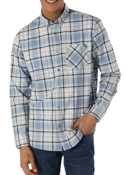 Рубашка с длинным рукавом мужская / Голубой / 46