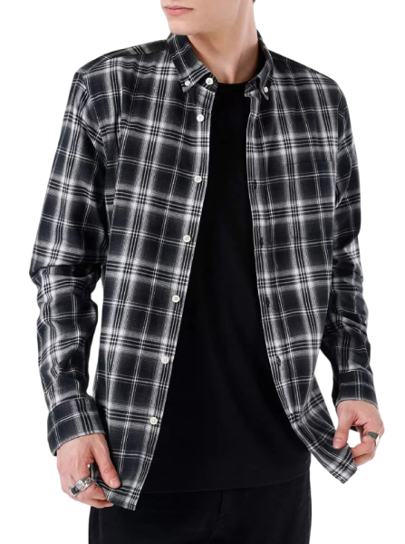 Рубашка с длинным рукавом мужская / Черный / 46