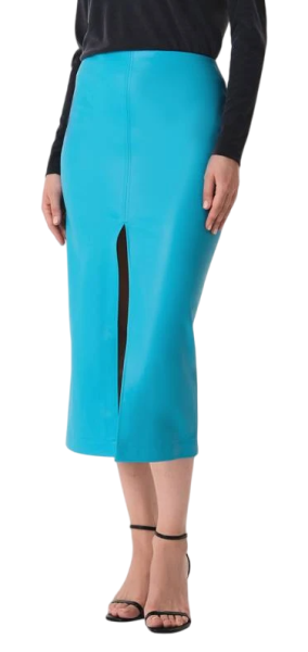 Юбка-карандаш из эко кожи женская / Голубой / 42
