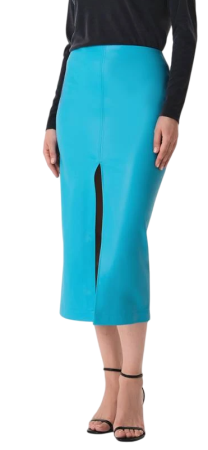 Юбка-карандаш из эко кожи женская / Голубой / 44