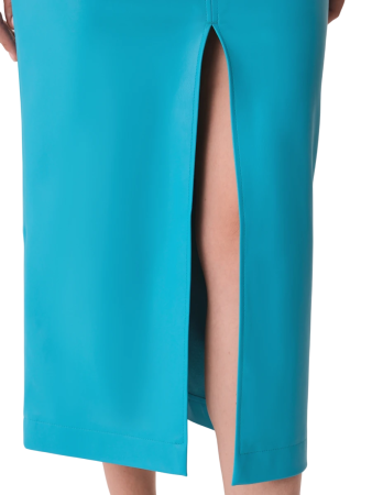 Юбка-карандаш из эко кожи женская / Голубой / 44