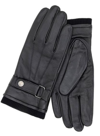 Перчатки кожаные мужские / Черный / L