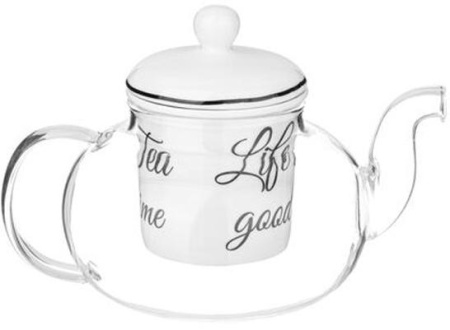 Фото Чайник стеклянный с фарфоровым ситом,650 мл