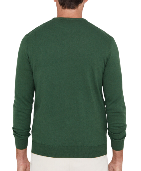 Джемпер мужской из хлопка и кашемира / Зеленый / 56