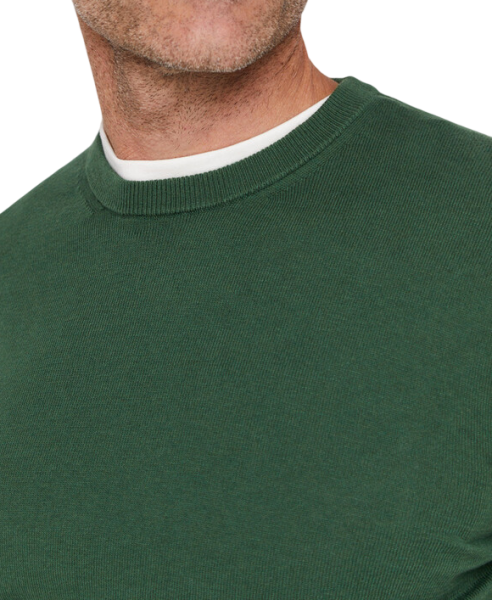 Джемпер мужской из хлопка и кашемира / Зеленый / 56