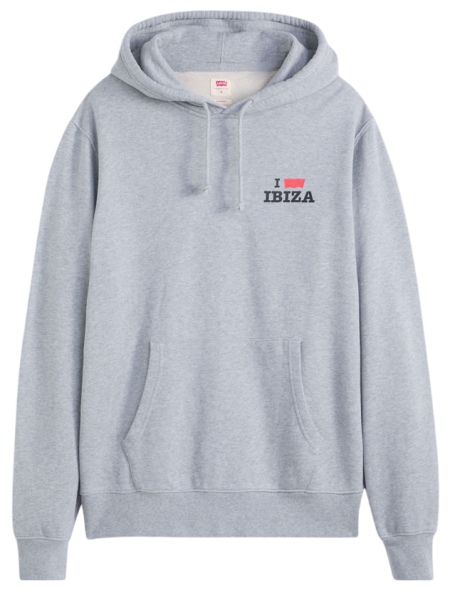 Худи с принтом мужское / Серый / 46