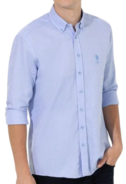 Рубашка хлопковая мужская / Синий / 42