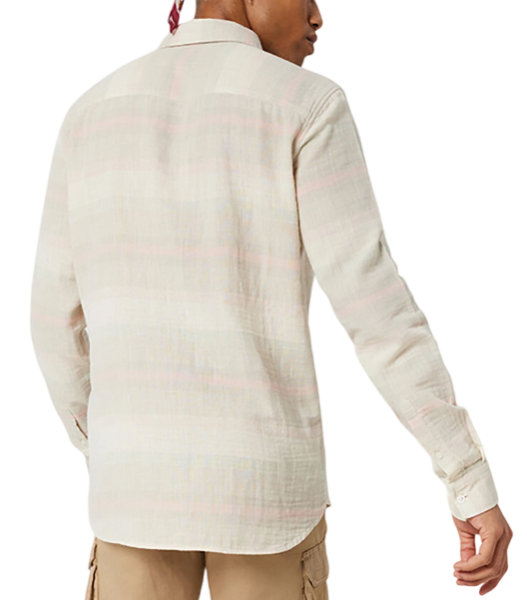 Рубашка в полоску мужская / Бежевый / 46