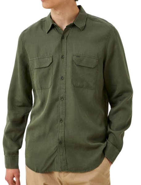 Рубашка прямого кроя мужская / Хаки / 46