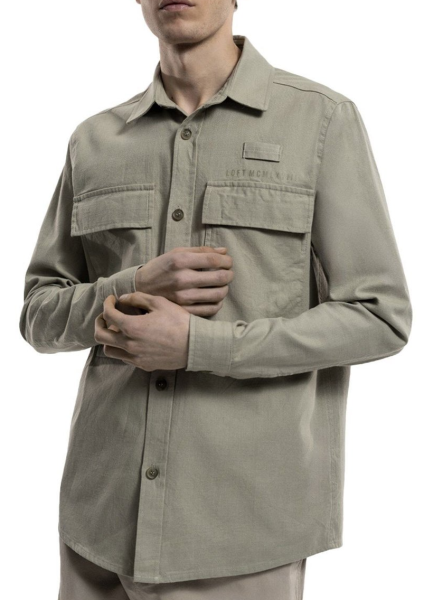 Рубашка прямого кроя мужская / Хаки / 46