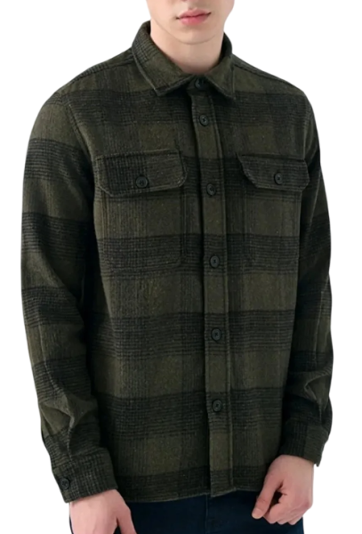 Рубашка в клетку мужская / Хаки / 54