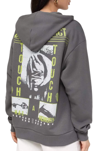 Худи с принтом женское / Темно-серый / 42