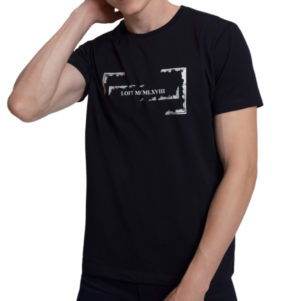 Футболка с принтом мужская / Черный / 50