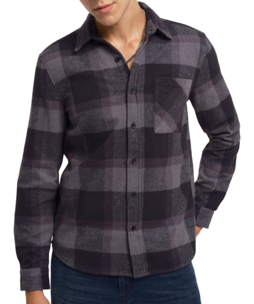 Рубашка в клетку мужская / Темно-серый / 46