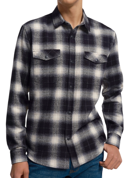 Рубашка в клетку мужская / Черный / 46
