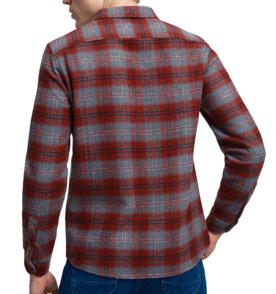 Рубашка в клетку мужская / Бордовый / 46