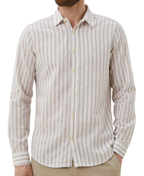 Рубашка в полоску мужская / Бежевый / 50