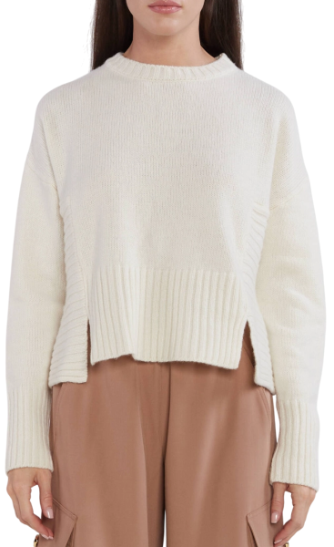 Свитер фактурной вязки женский / Белый / 48