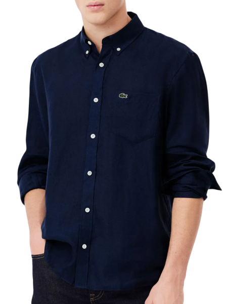 Рубашка льняная мужская / Тёмно-синий / 48