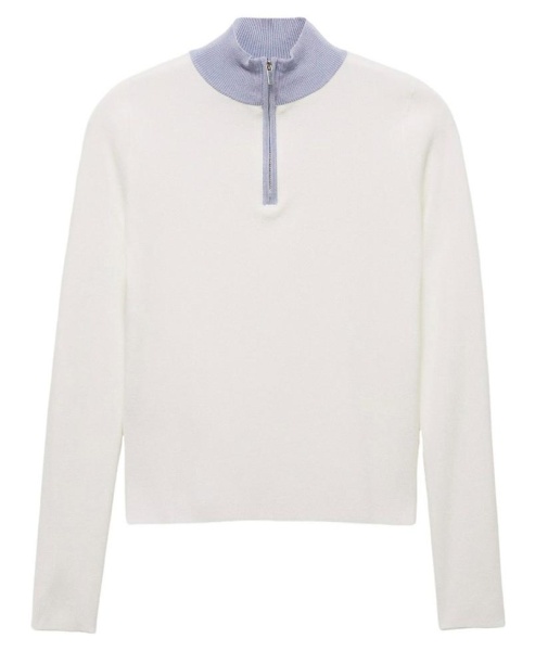 Джемпер с контрастным воротником женский / Молочный / 46