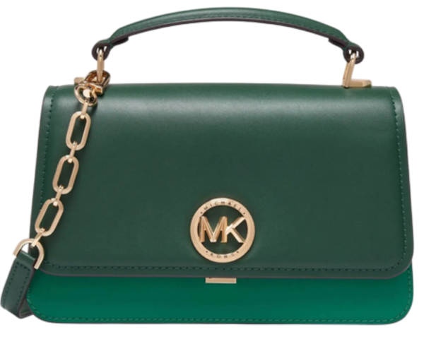 Сумка кожаная с фирменным логотипом  / Зеленый / S