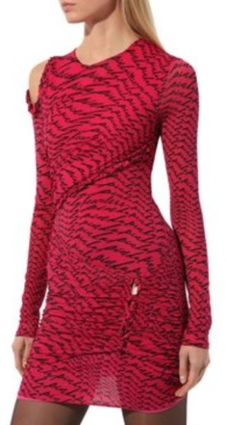 Платье-мини с принтом женское / Розовый / 48