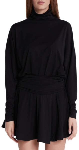 Платье-мини с длинным рукавом женское / Черный / 44