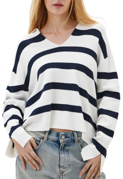 Джемпер в полоску женский / Синий / 48