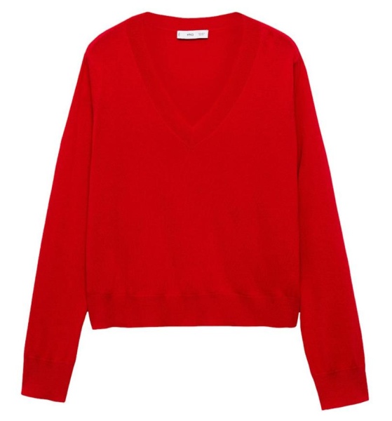 Джемпер c V-образным вырезом женский / Красный / 46