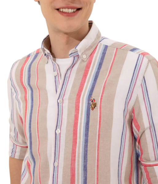 Рубашка с длинным рукавом мужская / Бежевый / 46