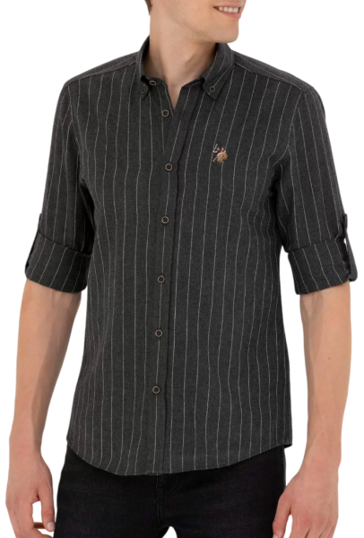 Рубашка с длинным рукавом мужская / Темно-серый / 54