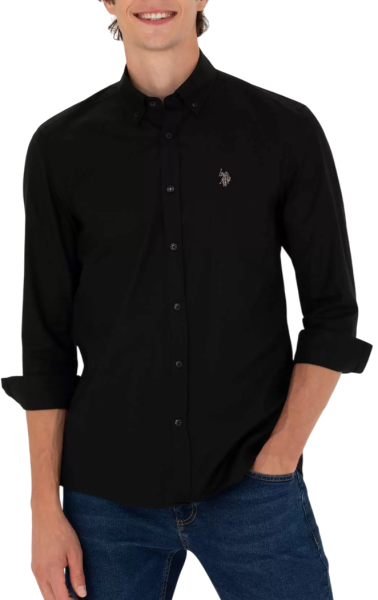 Рубашка с длинным рукавом мужская / Черный / 46