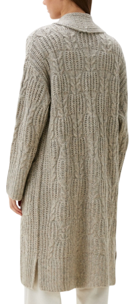 Кардиган удлиненный с рельефным узором женский / Белый / 42