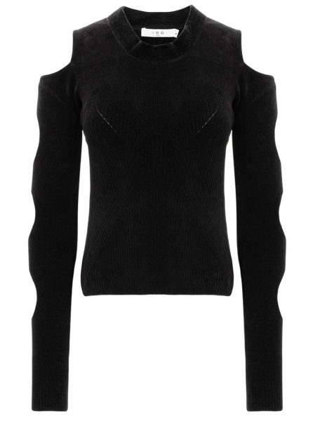 Лонгслив с вырезами женский / Черный / 40