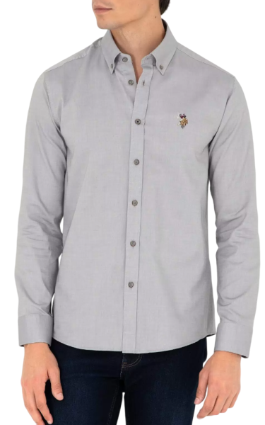 Рубашка с длинным рукавом мужская / Серый / 54