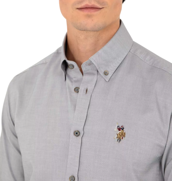 Рубашка с длинным рукавом мужская / Серый / 54