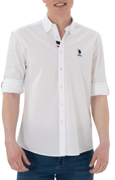 Рубашка в полоску мужская / Белый / 60