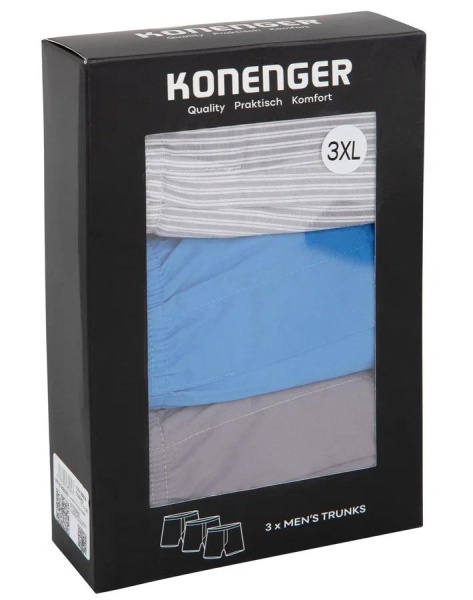 Набор мужских трусов, 3 шт / Голубой / 48