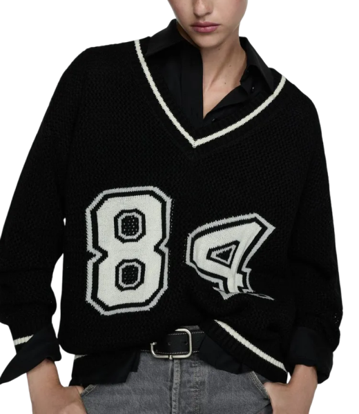 Пуловер с принтом женский / Черный / 42