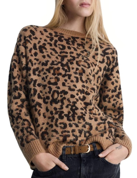 Джемпер с принтом женский / Коричневый / 44