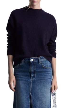 Джемпер с круглым вырезом женский / Синий / 44