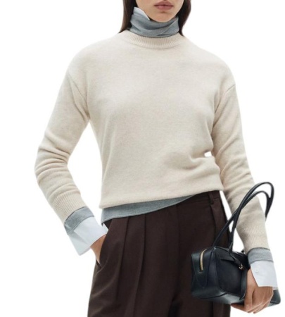 Джемпер с круглым вырезом женский / Бежевый / 46