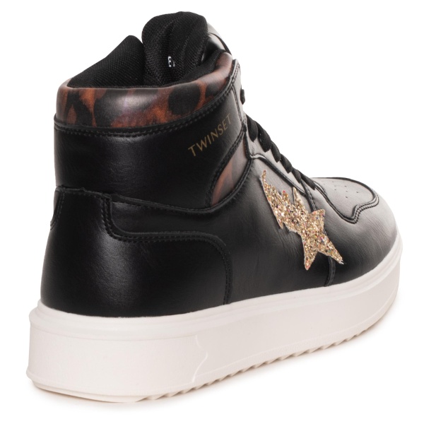 Кеды высокие из кожи женские / Черный / 38