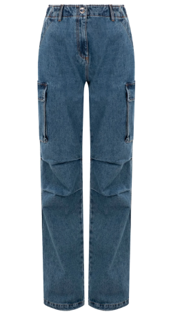 Джинсы с накладными карманами женские / Голубой / 42