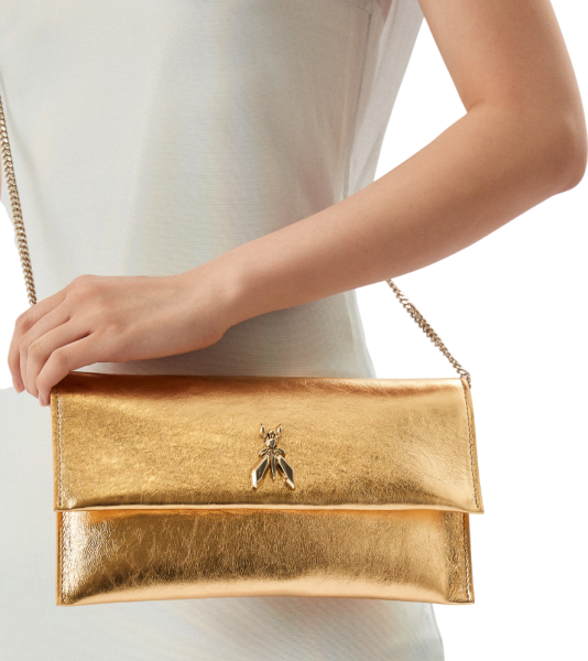 Клатч из кожи с логотипом женский / Золотой / ONE SIZE