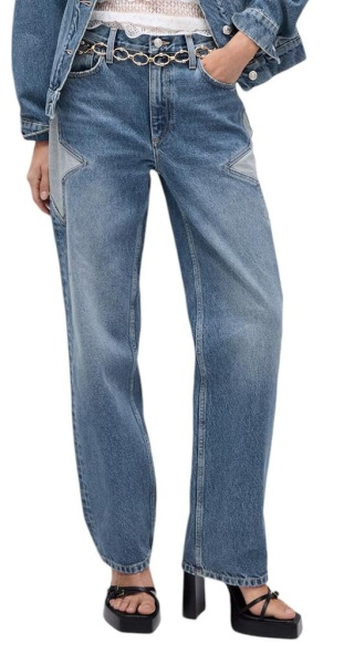 Джинсы с принтом женские / Синий / 38