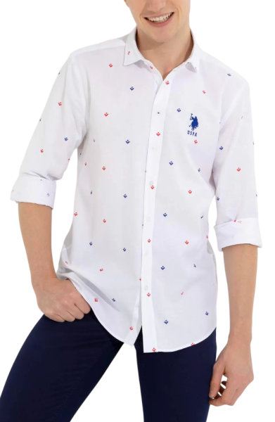 Рубашка с длинным рукавом мужская / Синий / 46