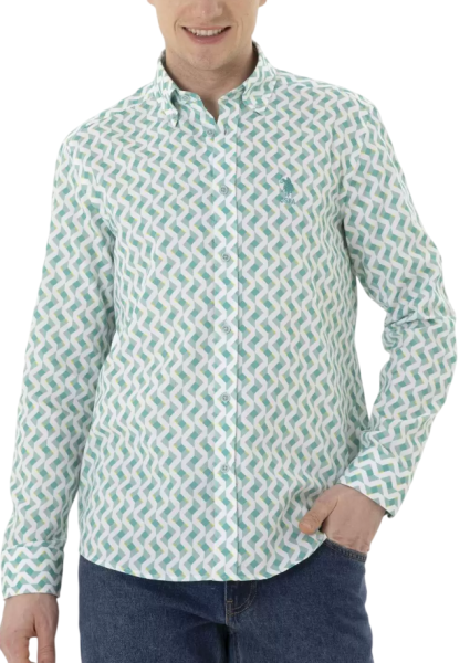 Рубашка с длинным рукавом мужская / Бирюзовый / 50